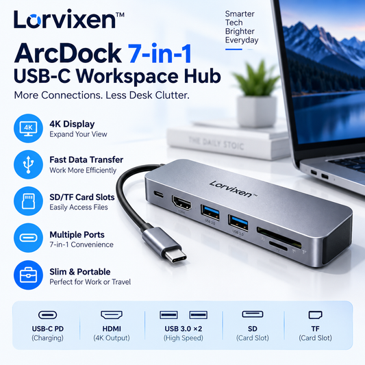 Lorvixen™ ArcDock 7-in-1 USB-C Workspace Hub