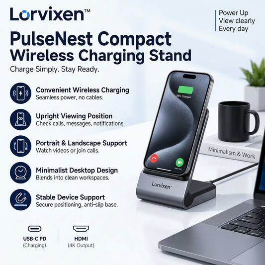 Lorvixen™ PulseNest Compact Wireless Charging Stand