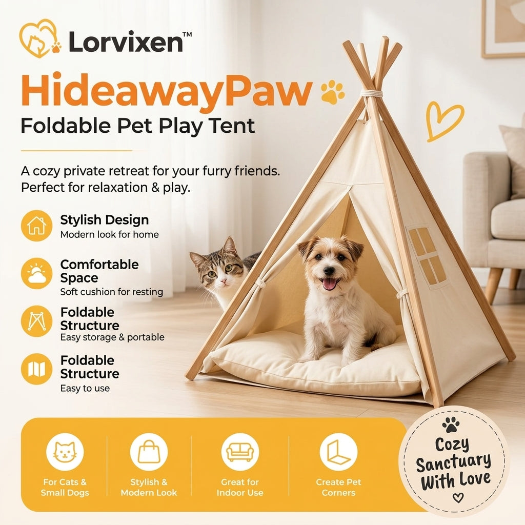 Lorvixen™ HideawayPaw Foldable Pet Play Tent