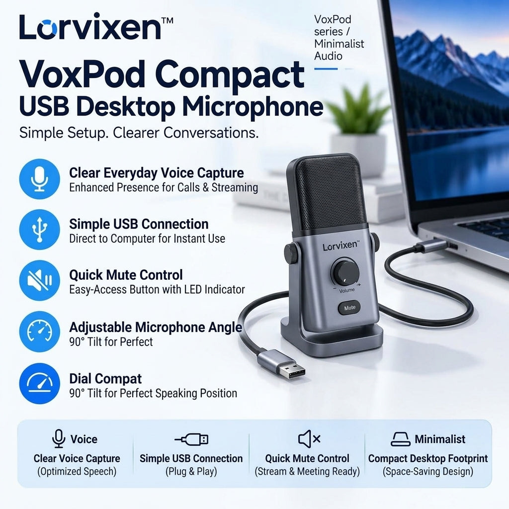 Lorvixen™ VoxPod Compact USB Desktop Microphone