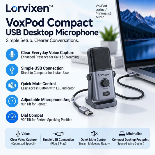 Lorvixen™ VoxPod Compact USB Desktop Microphone