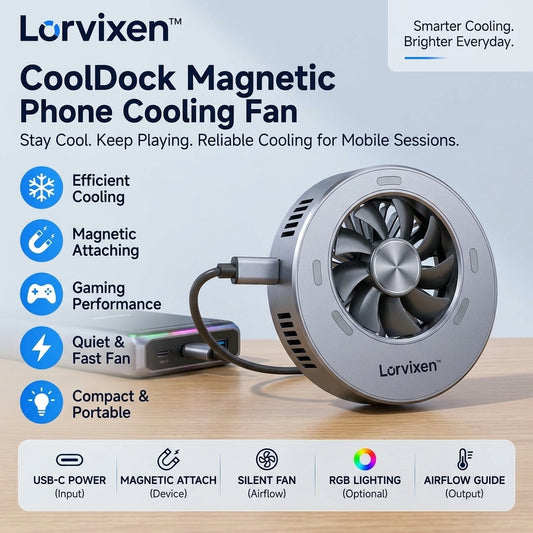Lorvixen™ CoolDock Magnetic Phone Cooling Fan