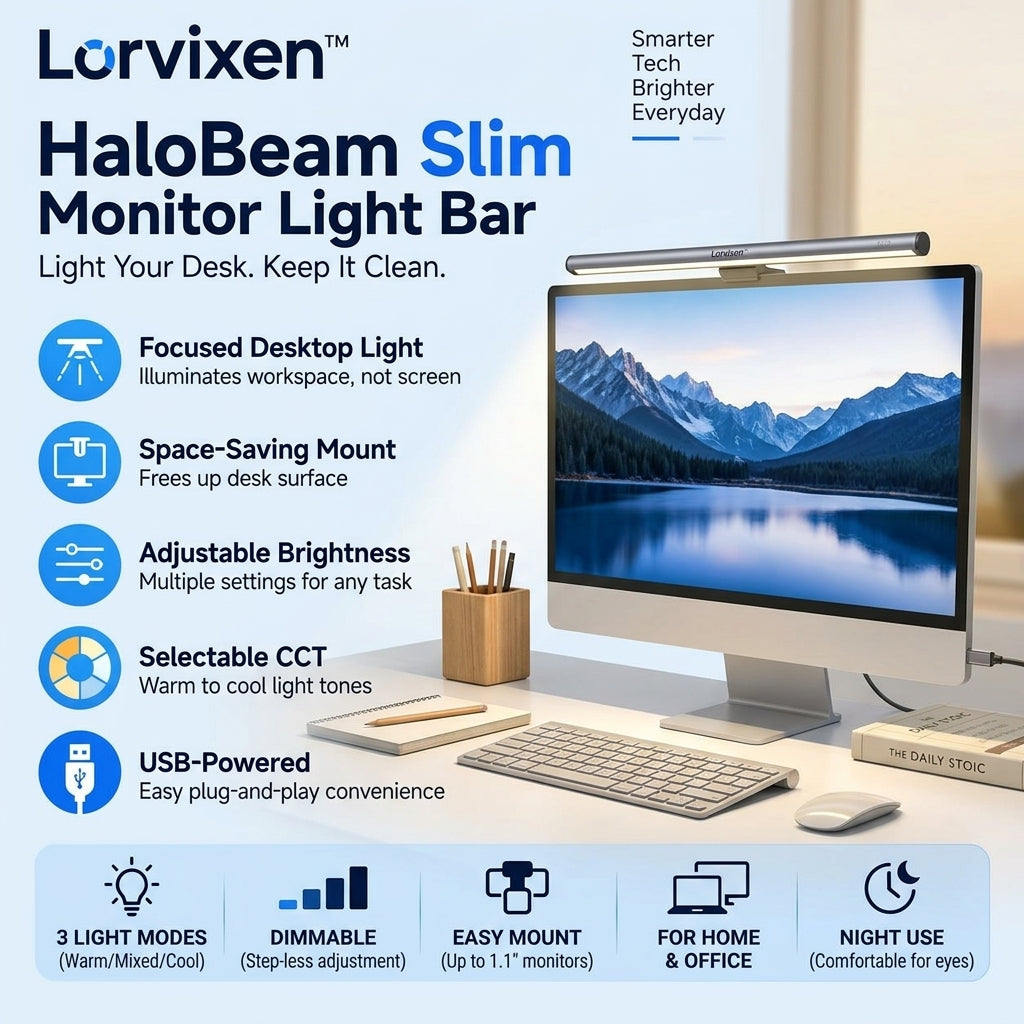 Lorvixen™ HaloBeam Slim Monitor Light Bar