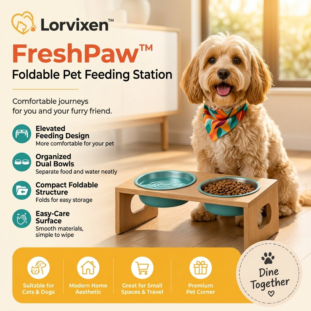 Lorvixen™ FreshPaw Foldable Pet Feeding Station