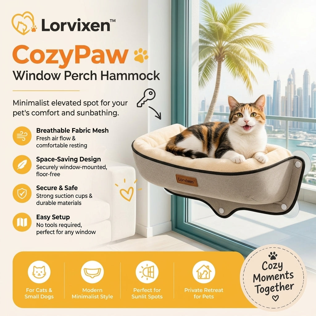 Lorvixen™ CozyPaw Window Perch Hammock