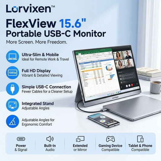 Lorvixen™ FlexView 15.6" Portable USB-C Monitor